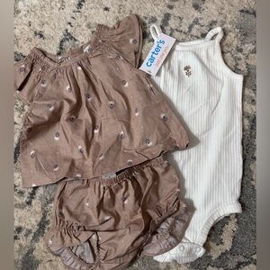 Carter's Brown Floral Set with White Bodysuit
